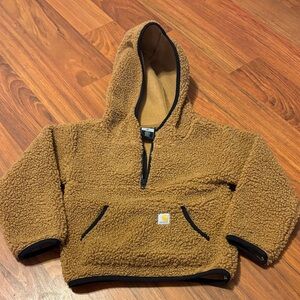 Worn once Carhartt Kids' Teddy Sherpa Hooded Pullover in Chestnut Brown